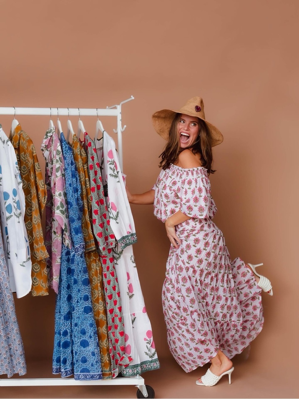Bohemian Pink Floral Off-Shoulder Skirt Set